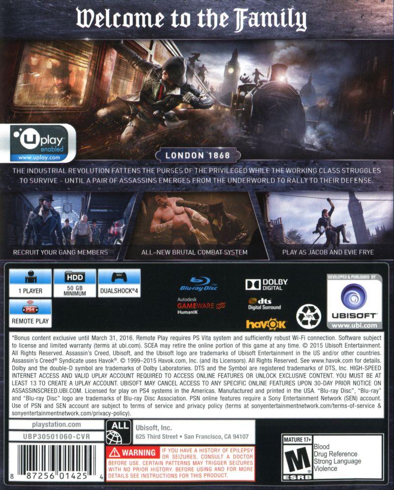 Assassin's Creed Syndicate - PS4 Game - Used
