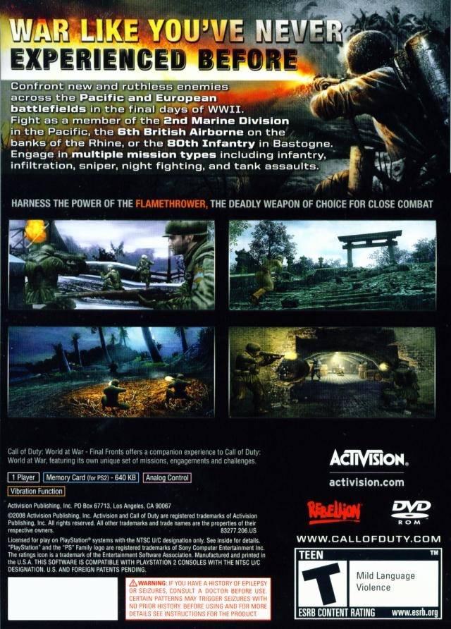 Call of Duty World at War Final Fronts - PS2 Game - Used