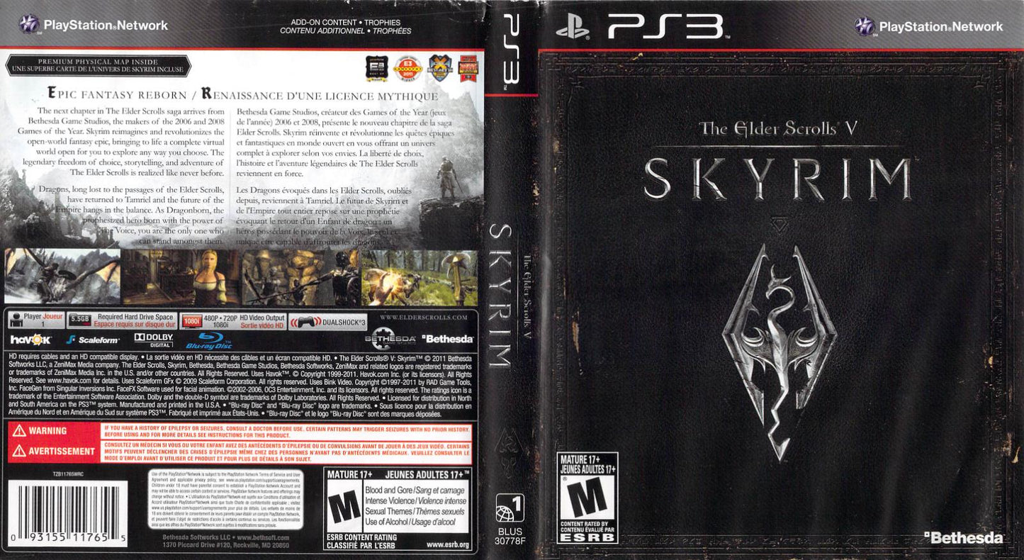 Elder Scrolls V: Skyrim - PS3 Game - Used