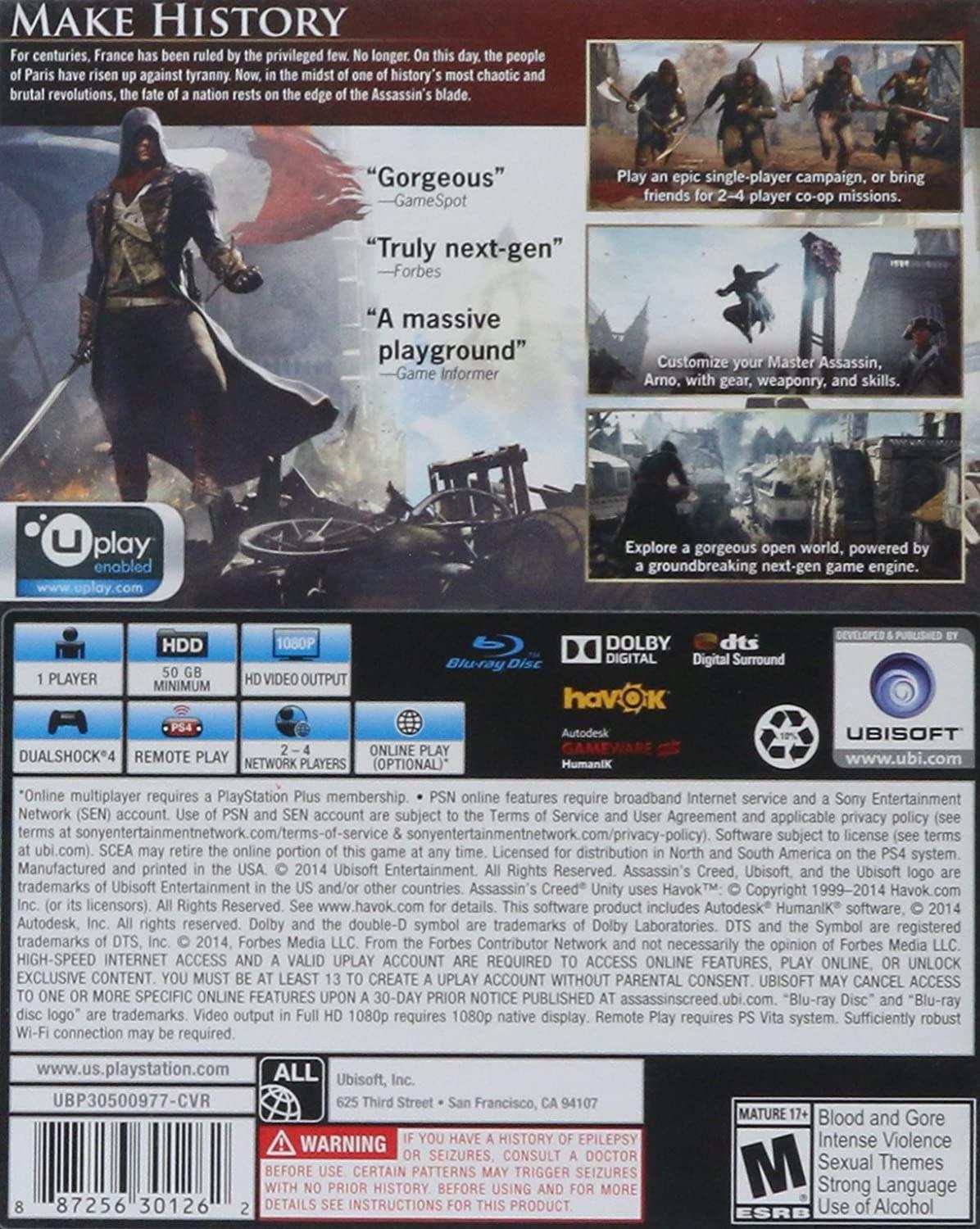 Assassin's Creed: Unity - PS4 Game - Used