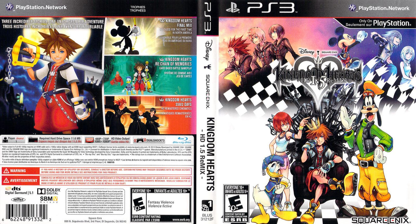 Kingdom Hearts HD 1.5 Remix - PS3 Game - Used