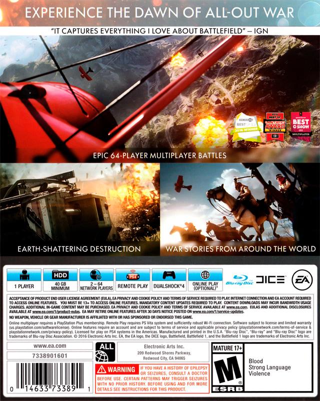 Battlefield 1 - PS4 Game - Used