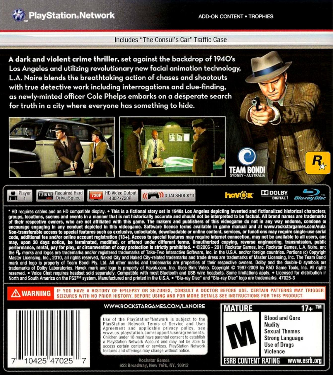 L.A. Noire - PS3 Game - Used