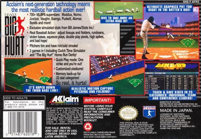 Frank Thomas Big Hurt Baseball - SNES - Used