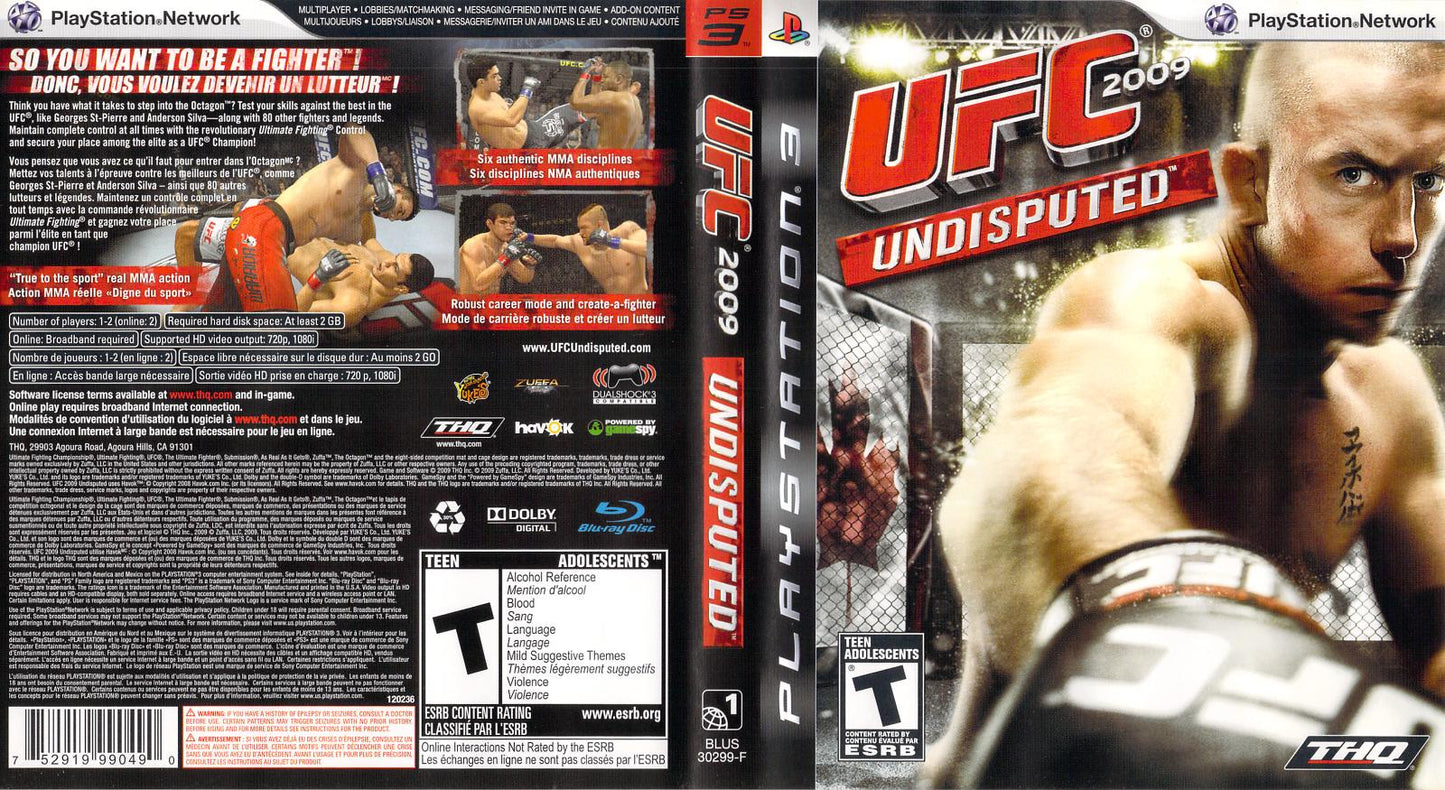 UFC 2009 Undisputed - PS3 Game - Used
