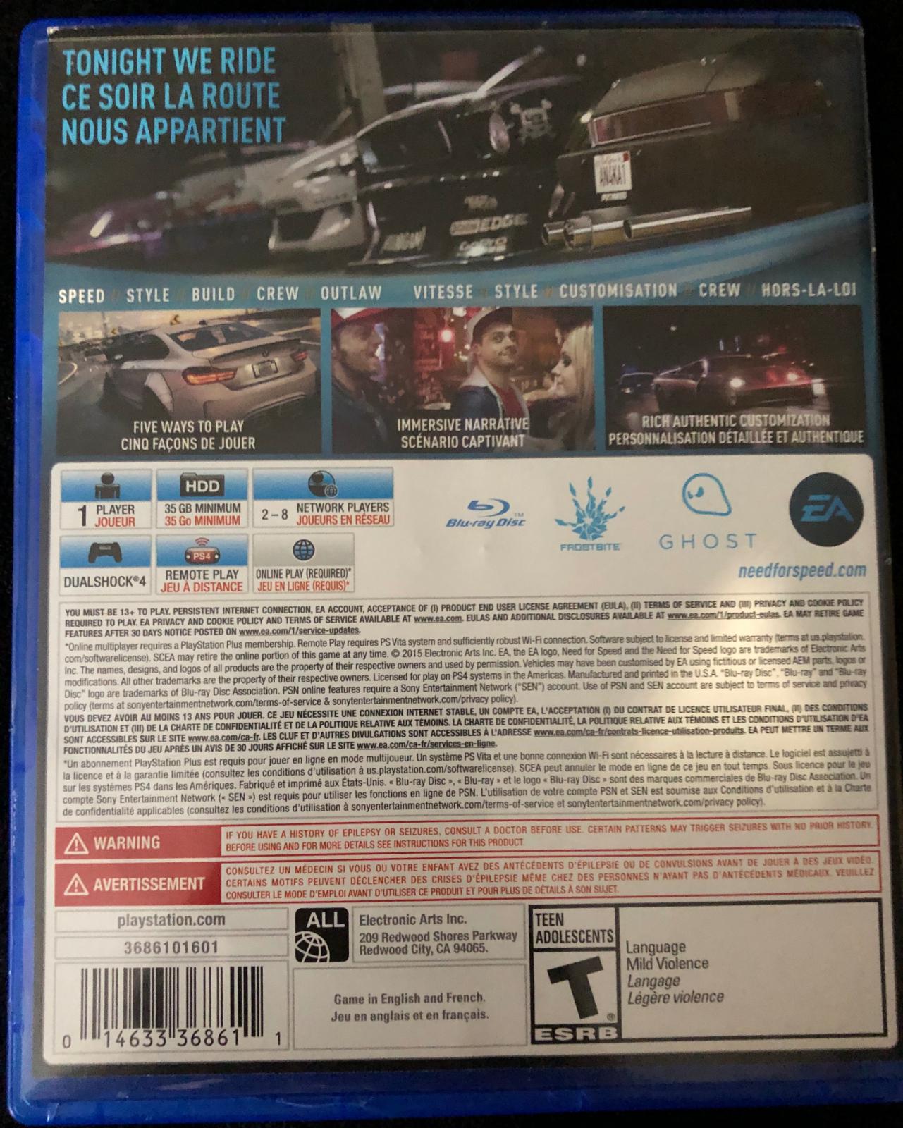 Need for Speed - PS4 Game - Used