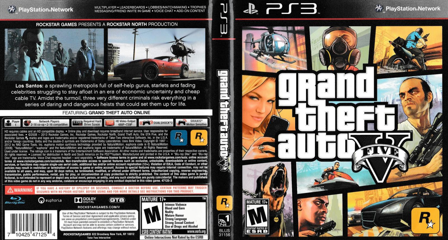 Grand Theft Auto V - PS3 Game - Used