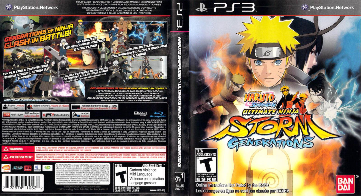 Naruto Shippuden Ultimate Ninja Storm Generations - PS3 Game - Used