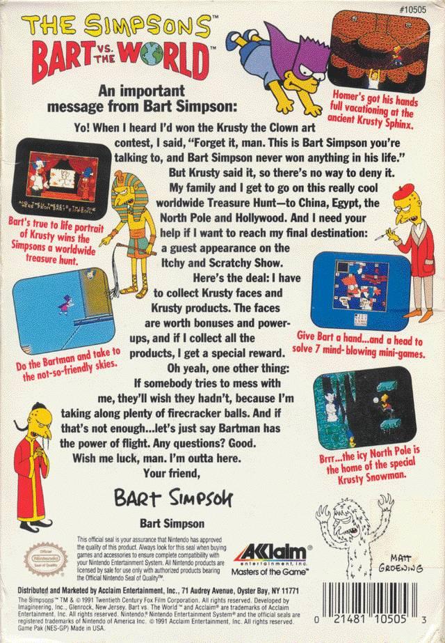 The Simpsons Bart vs the World - NES - Used
