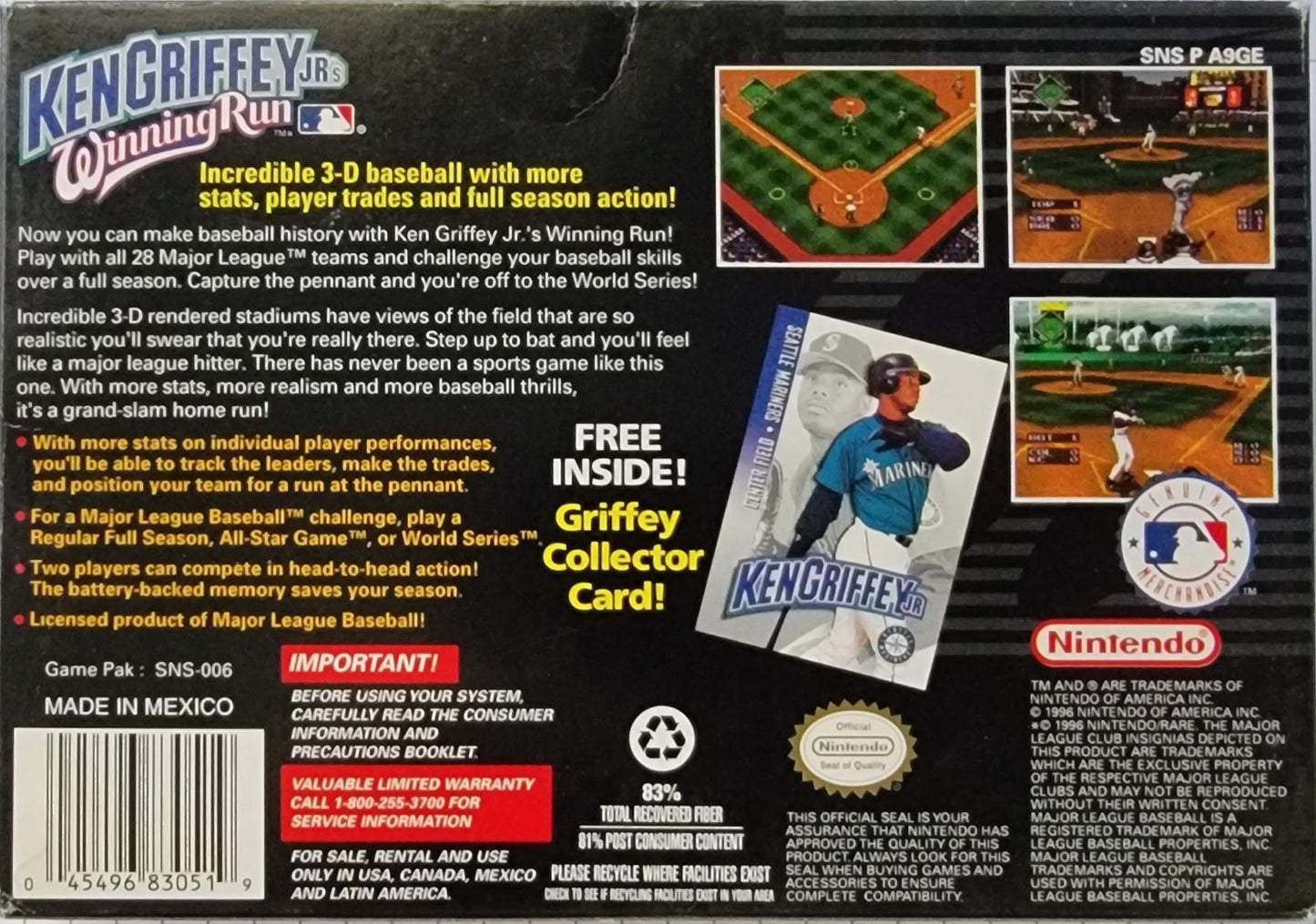 Ken Griffey Jr's Winning Run - SNES - Used