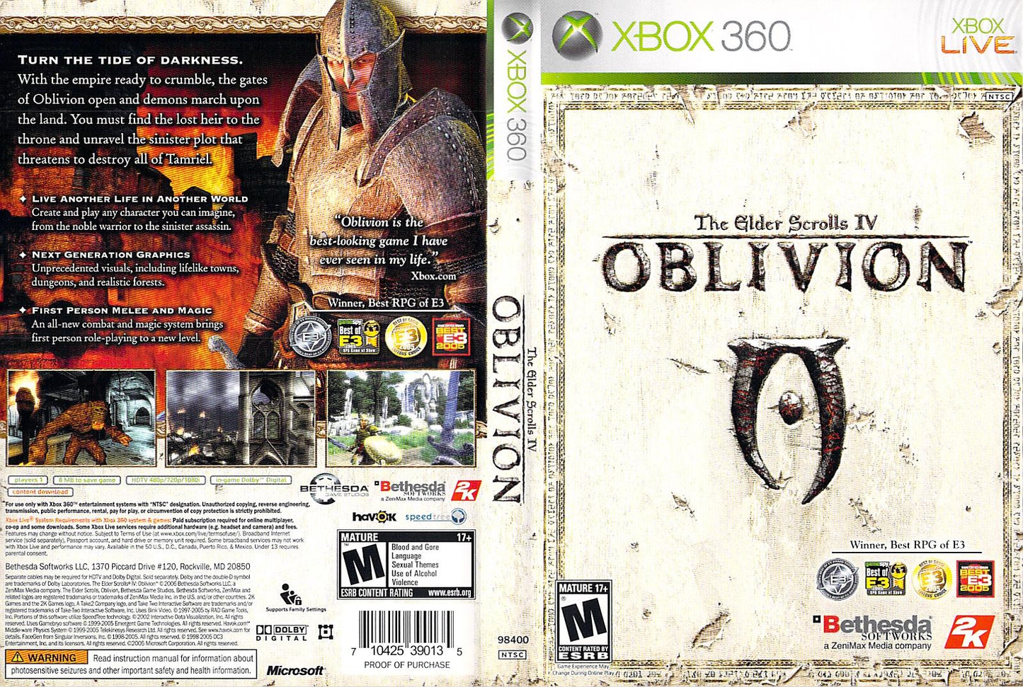 Elder Scrolls IV Oblivion - Xb360 - Used