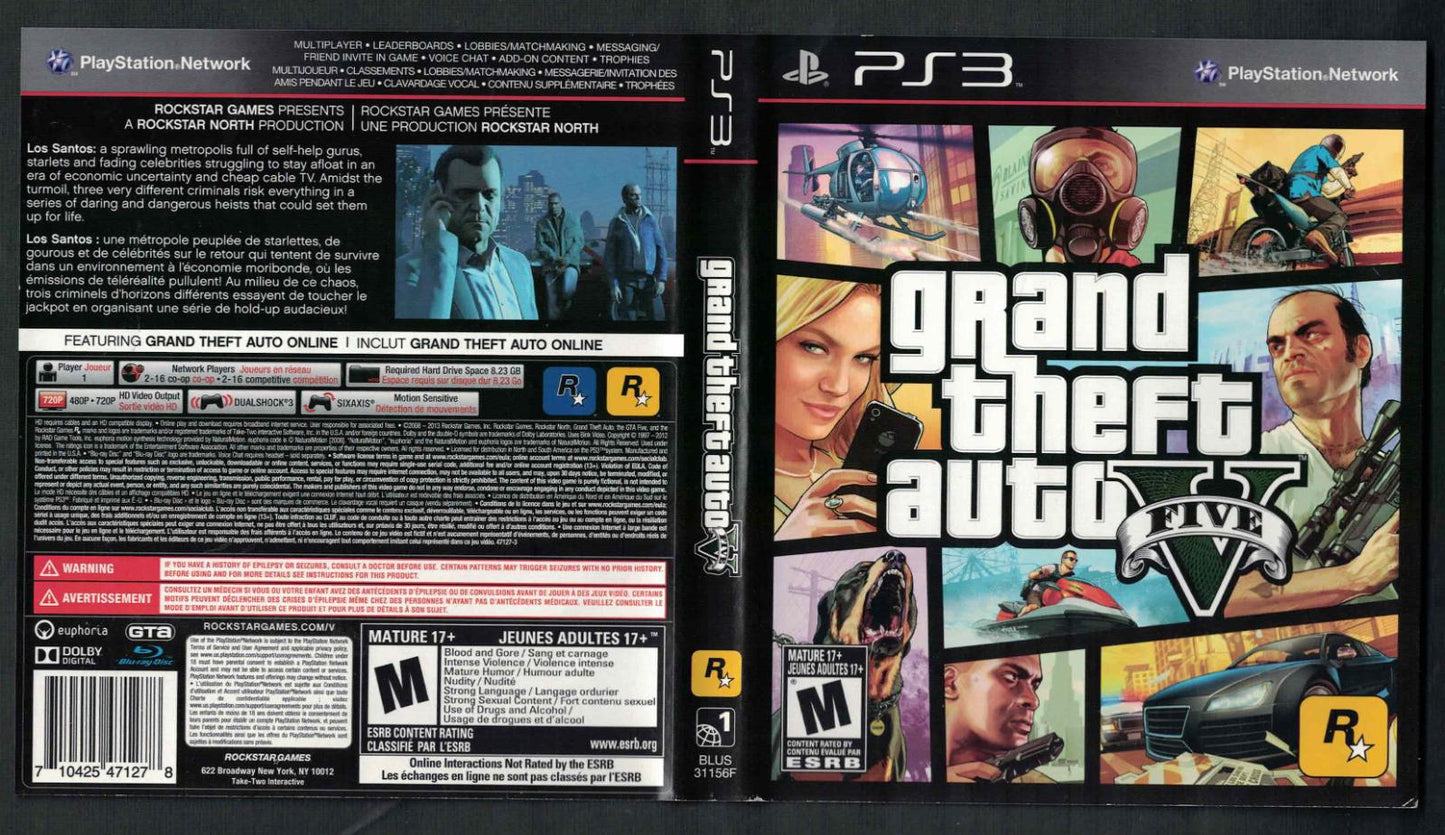 Grand Theft Auto V - PS3 Game - Used