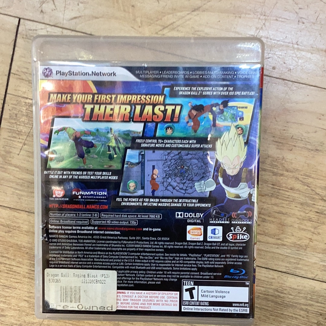 Dragonball Raging Blast - PS3 - Used