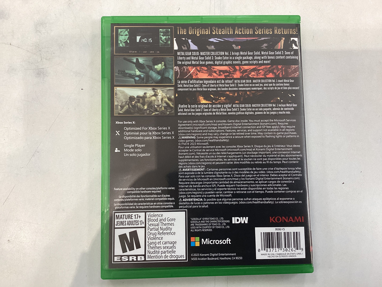 Metal Gear Solid Vol. 1; Master Collection -XBSERIES- Used
