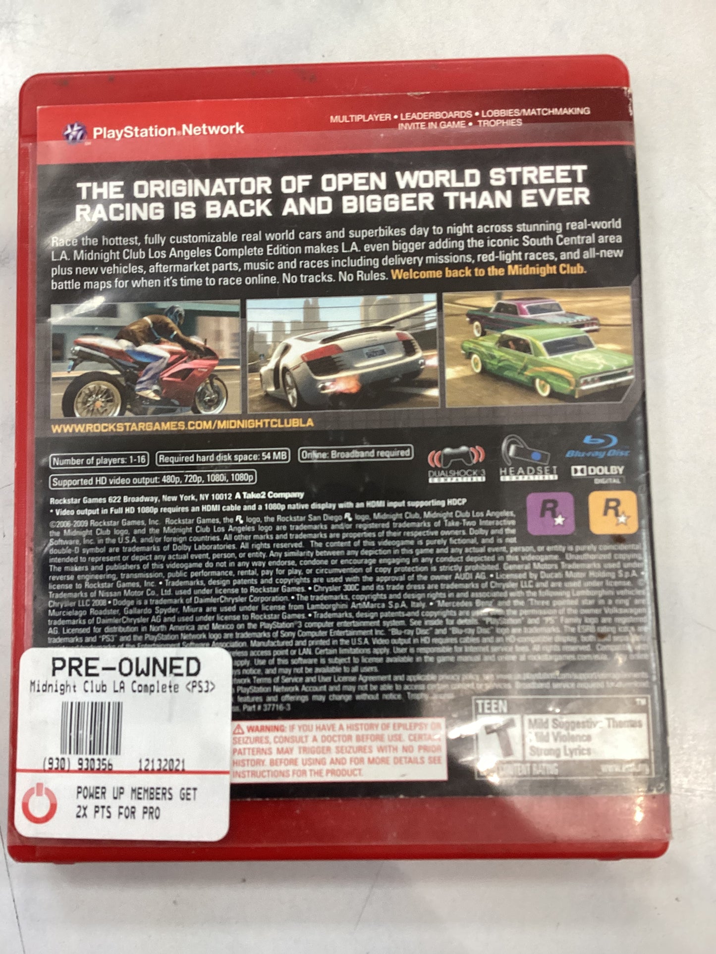 Midnight Club Los Angeles (Complete Edition) -PS3- Used