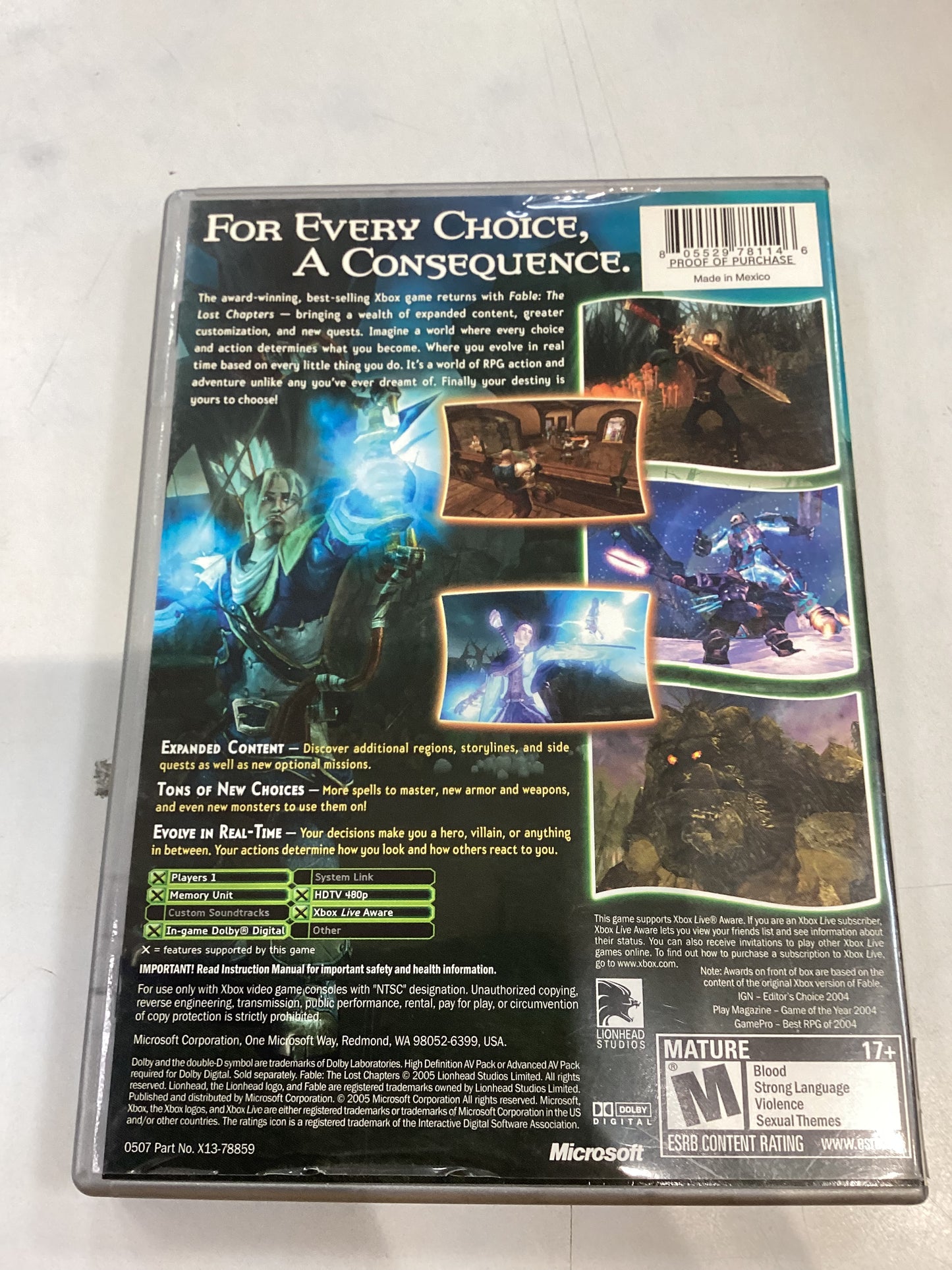 Fable The Lost Chapters (Platinum Hits) -XBX- Used