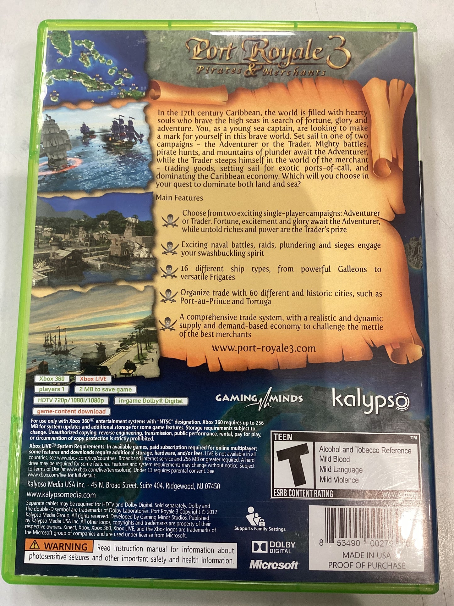 Port Royale 3; Pirates and Merchants -XB360- Used