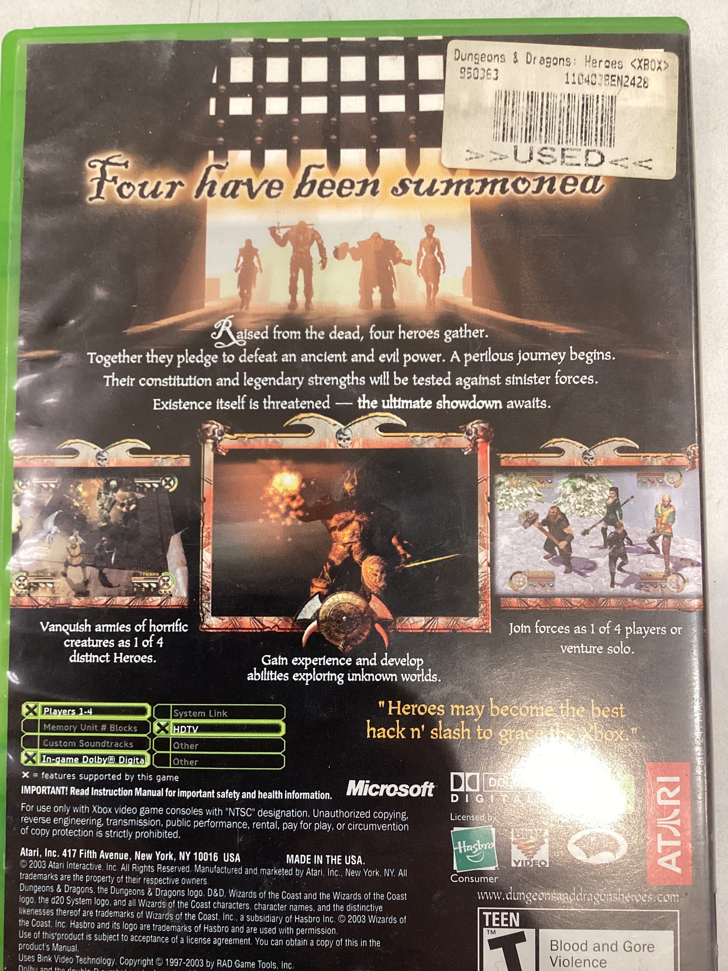 Dungeons & Dragons; Heroes -XBX- Used
