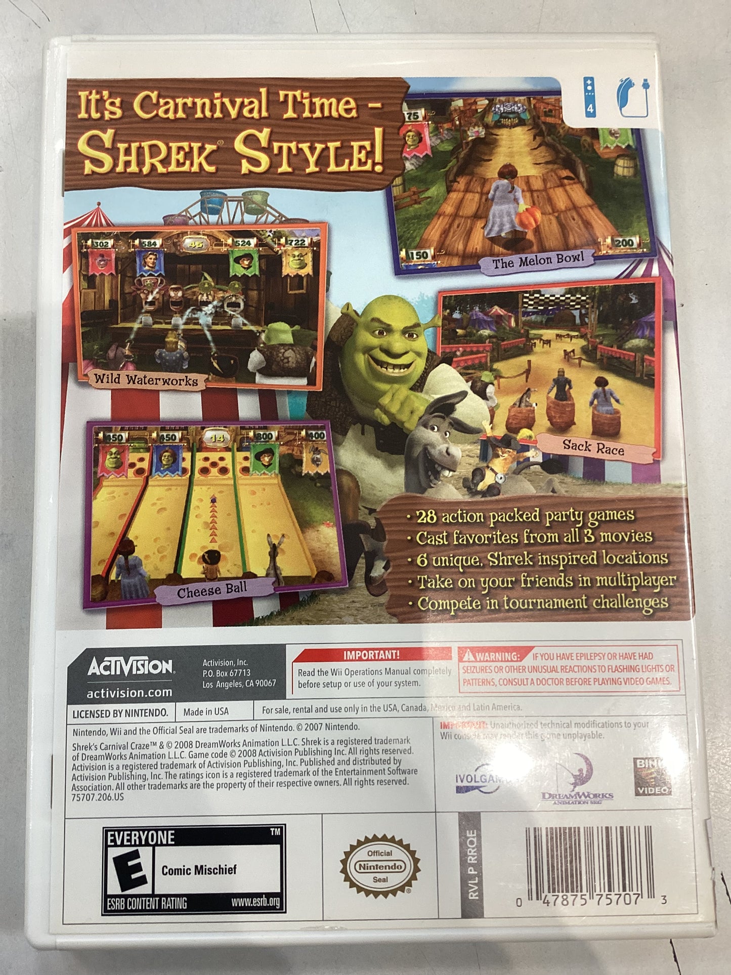 Shrek’s Carnival Craze Party Games -Wii- Used