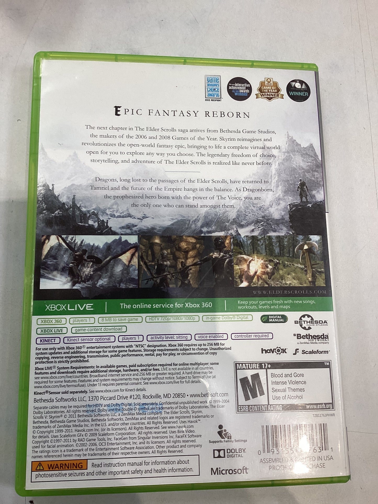 The Elder Scrolls V Skyrim (Platinum Hits) -XB360- Used