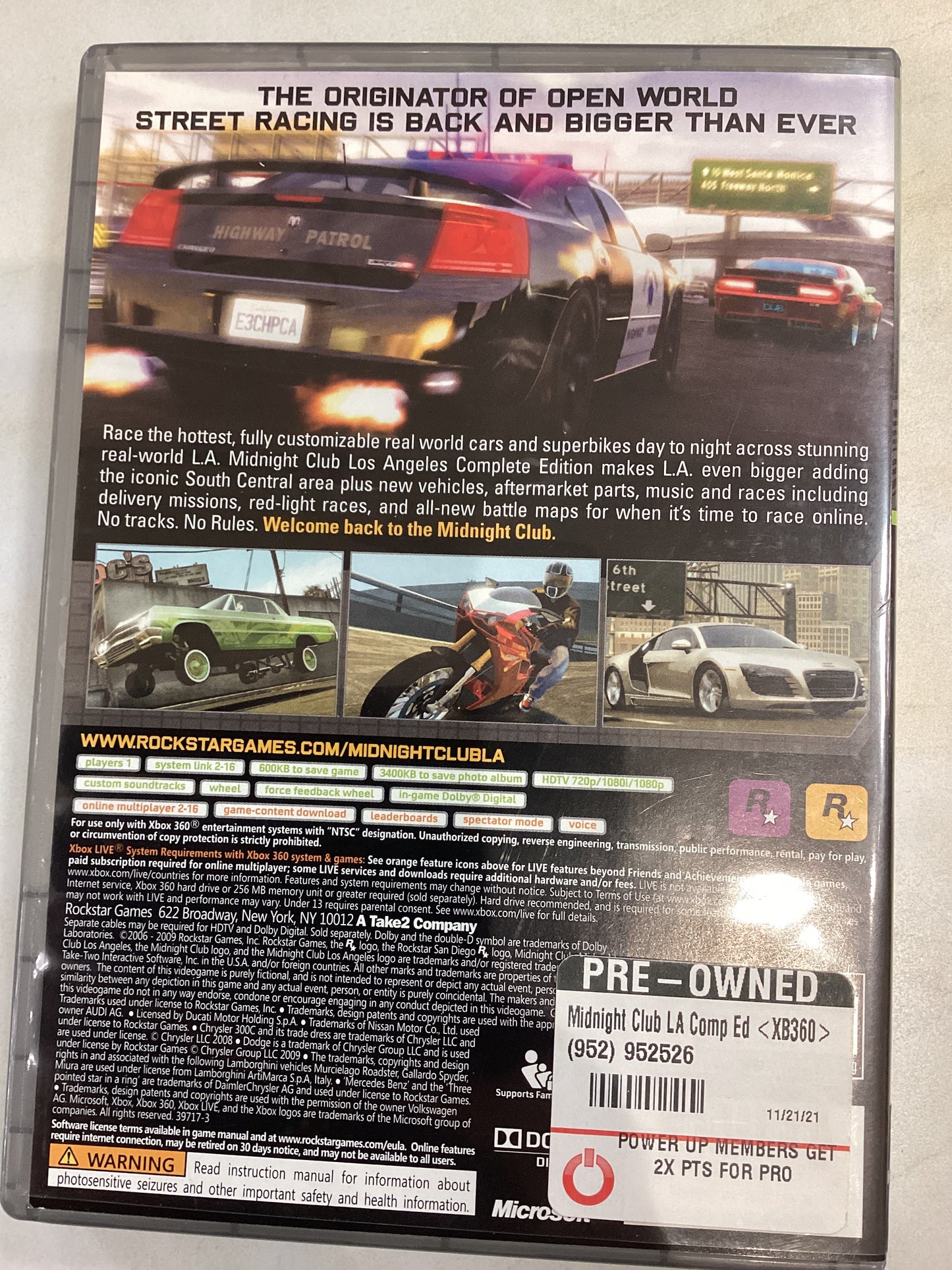 Midnight Club Los Angeles Complete Edition (Platinum Hits) -XB360- Used