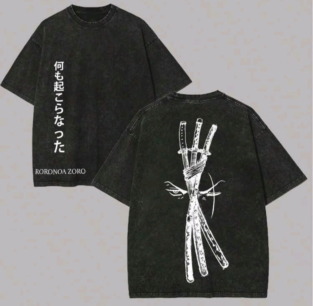 OP Roronoa Zoro Tshirt - Black - Clothing