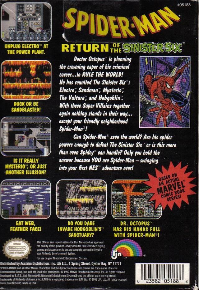 Spiderman Return of the Sinister Six - NES - Used