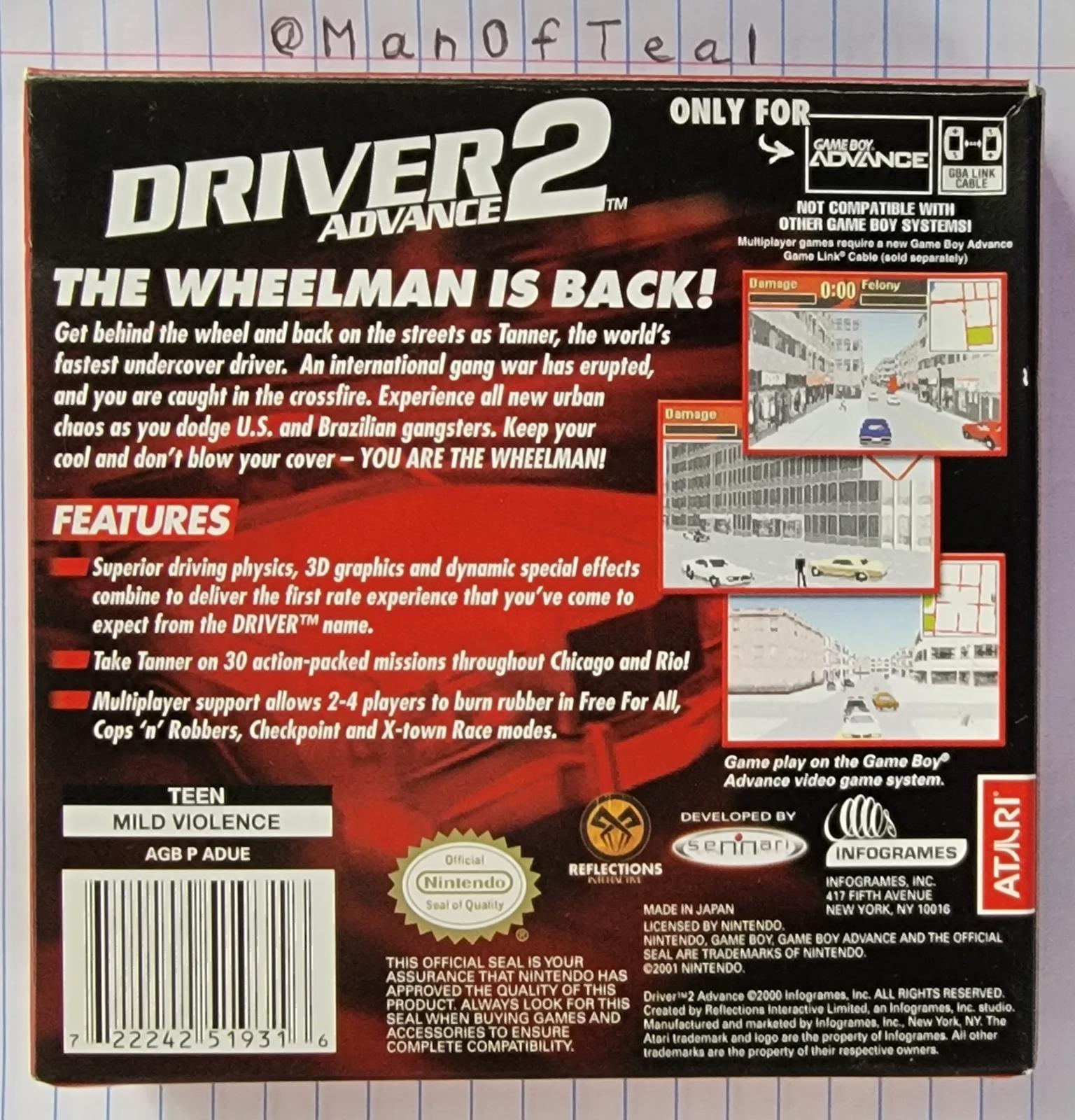Driver 2 Advance - GBA - Used