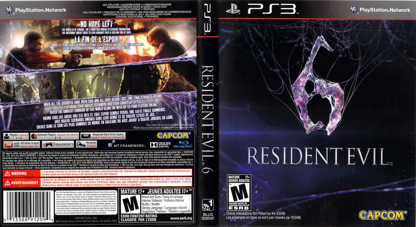 Resident Evil 6 - PS3 Game - Used
