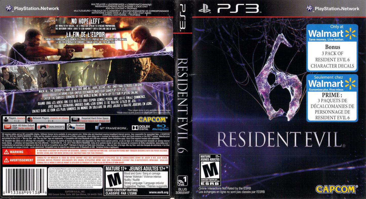 Resident Evil 6 - PS3 Game - Used