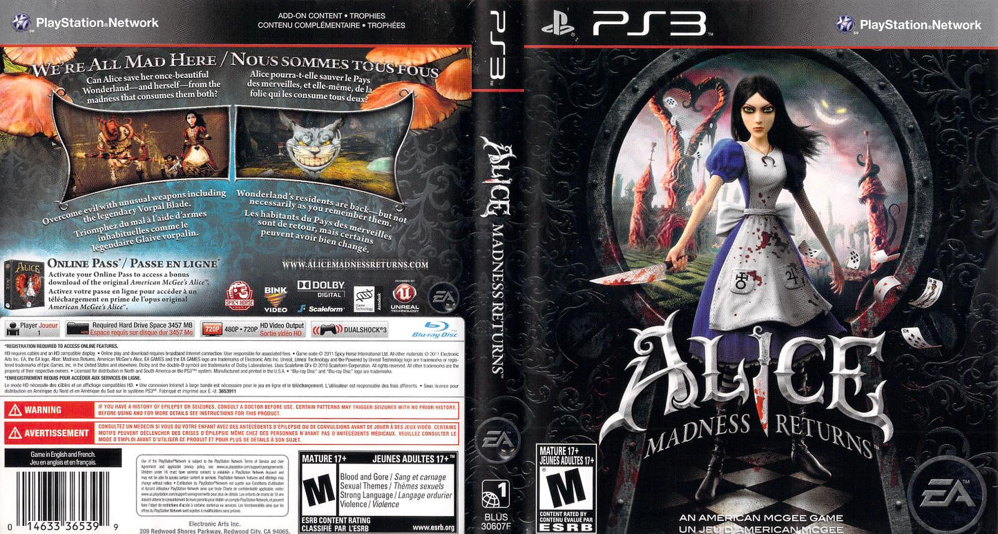 Alice: Madness Returns - PS3 Game - Used