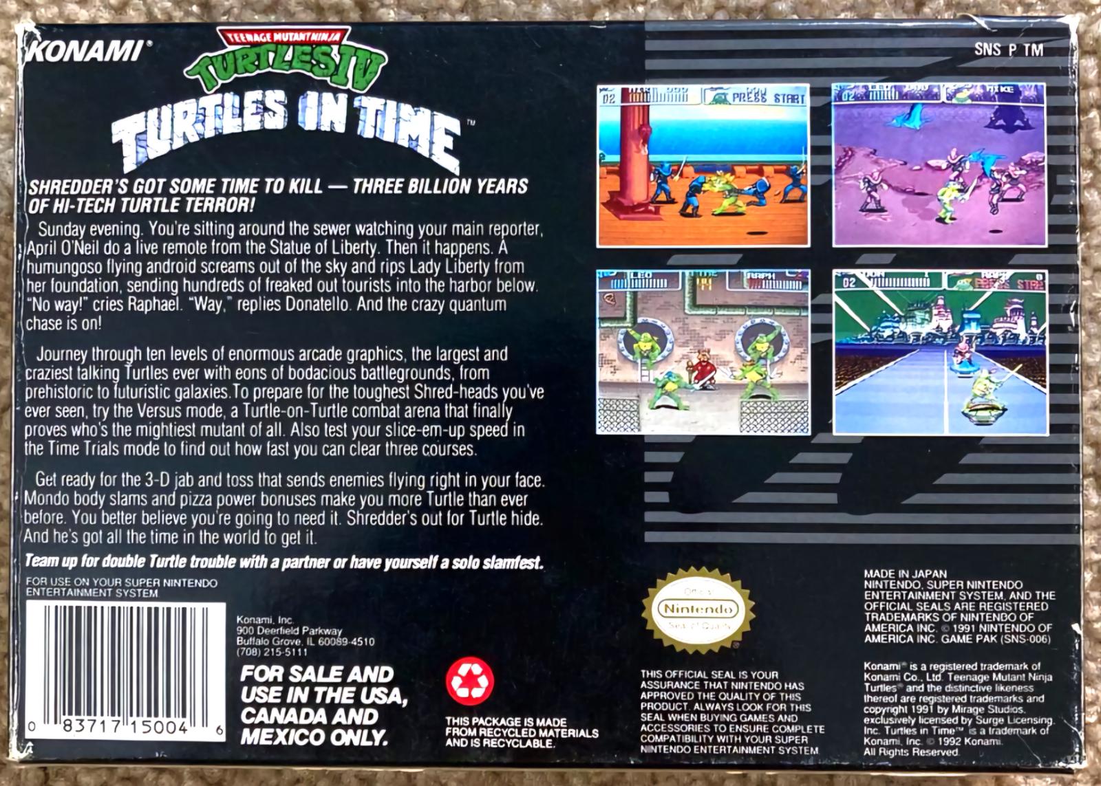 Teenage Mutant Ninja Turtles IV Turtles in Time - SNES - Used