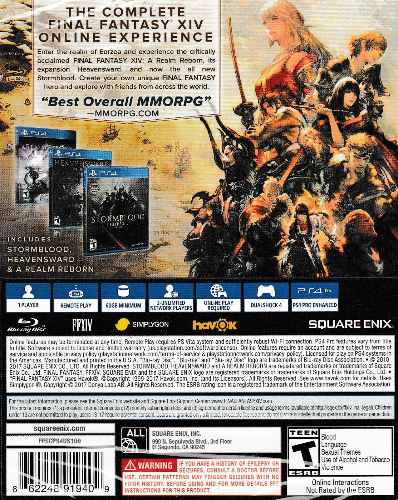 Final Fantasy XIV Online Complete Edition - PS4 Game - Used