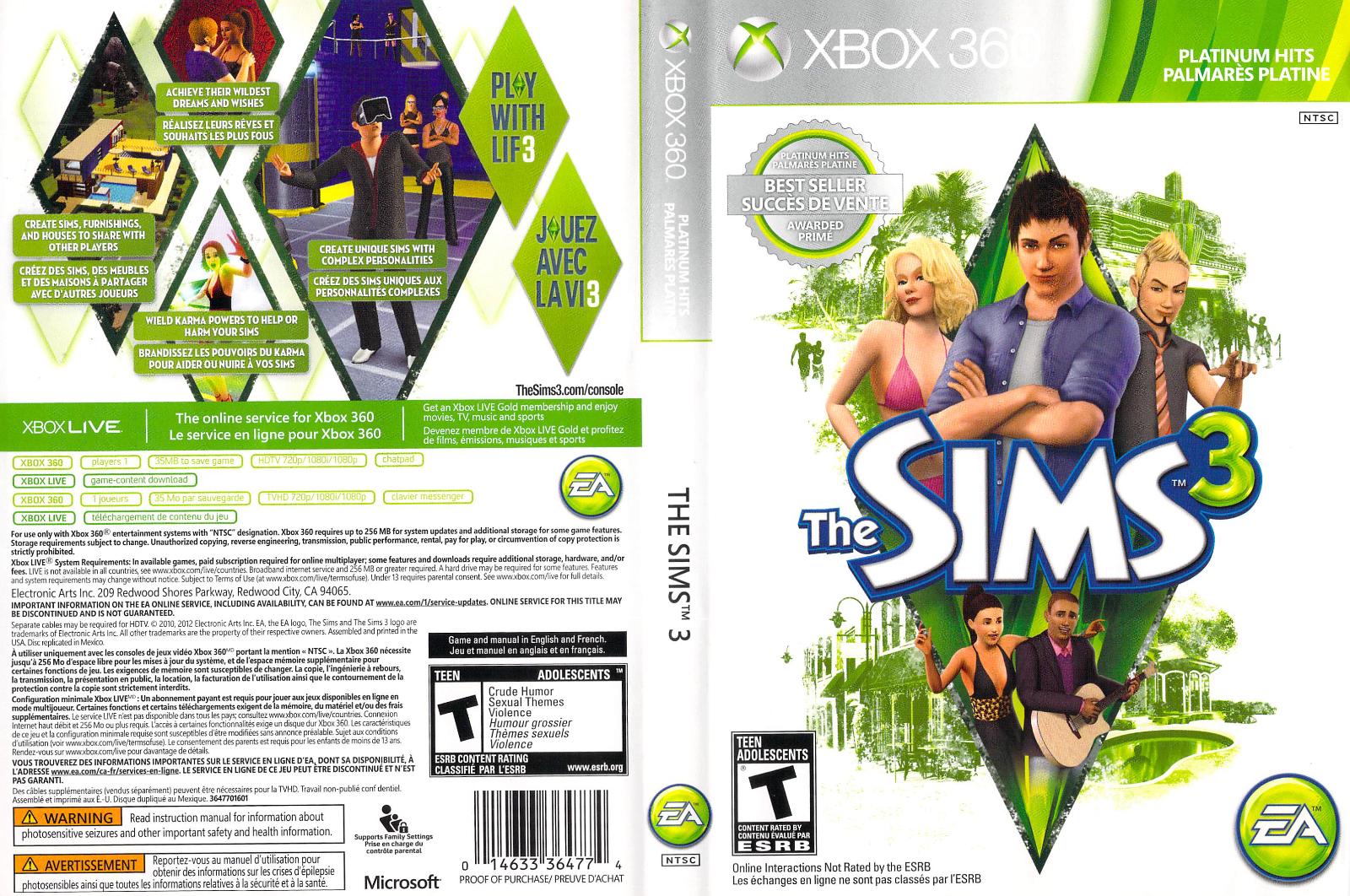 The Sims 3 - Xb360 - Used