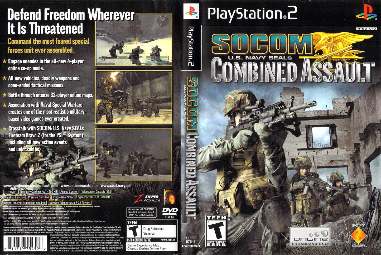 SOCOM US Navy Seals Combined Assault - PS2 Game - Used