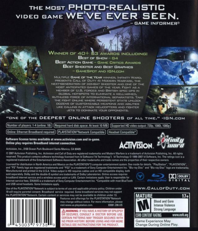 Call of Duty 4 Modern Warfare - PS3 Game - Used