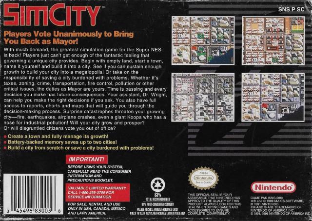 SimCity - SNES - Used
