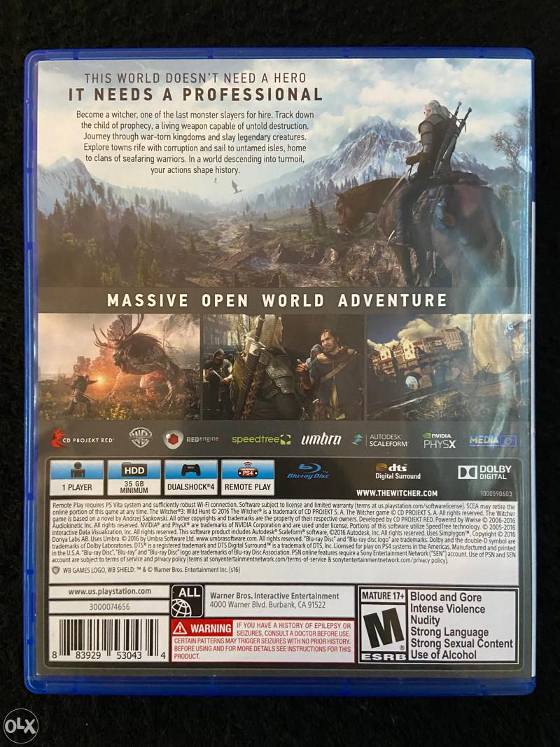 Witcher 3: Wild Hunt - PS4 Game - Used