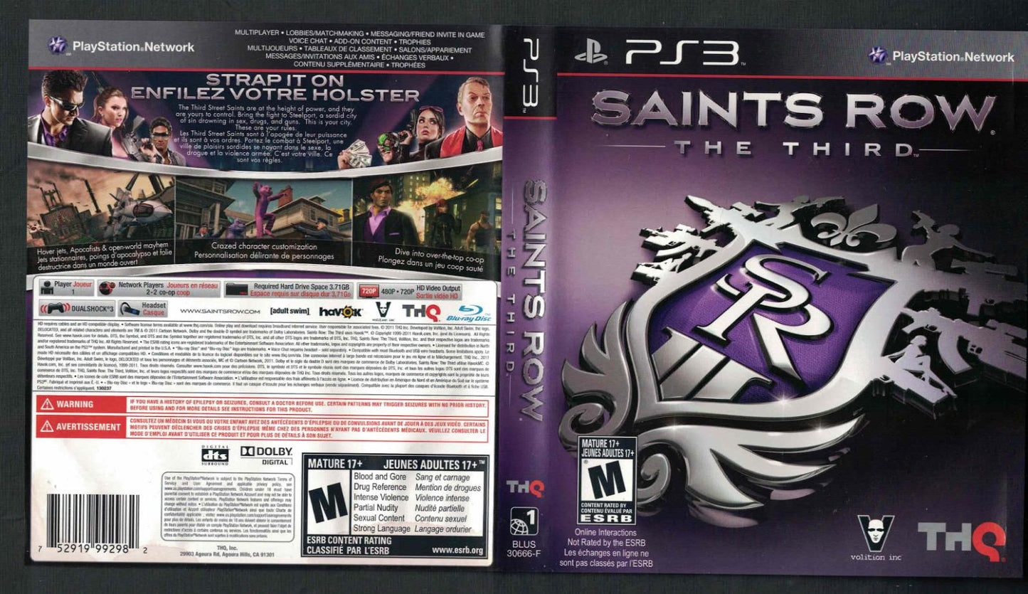 Saints Row: The Third - PS3 Game - Used