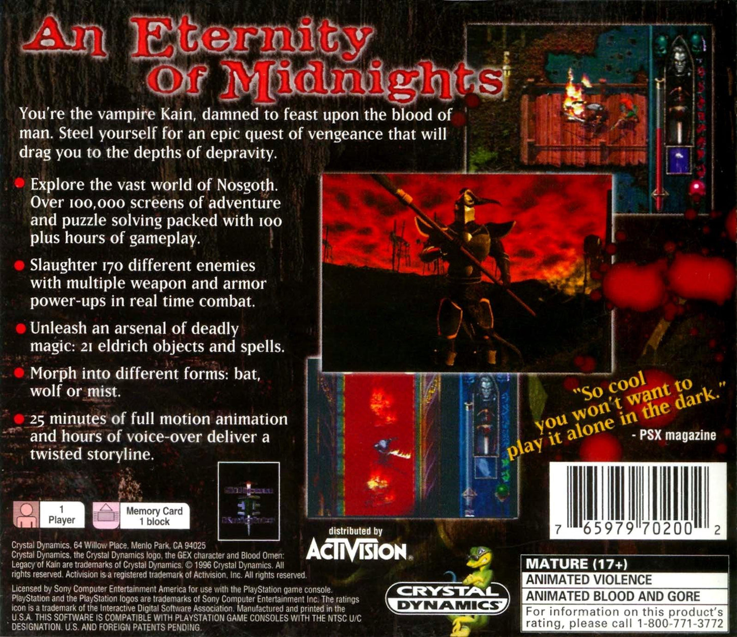 Blood Omen: Legacy of Kain - PS1 Game - Used