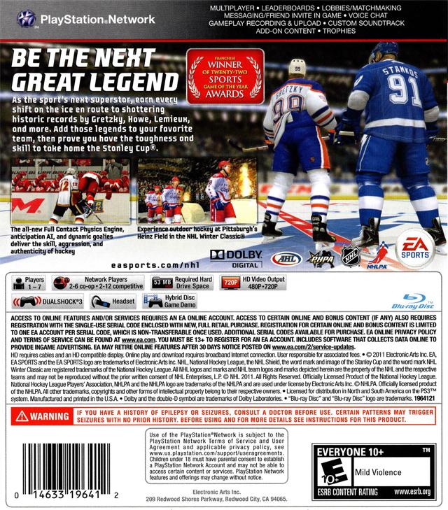 NHL 12 - PS3 Game - Used