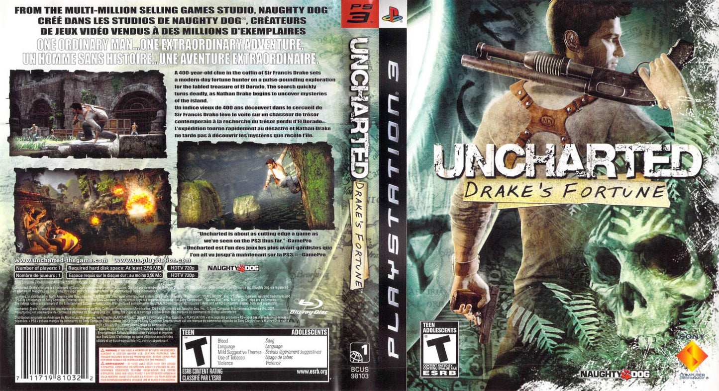 Uncharted Drake's Fortune - PS3 Game - Used
