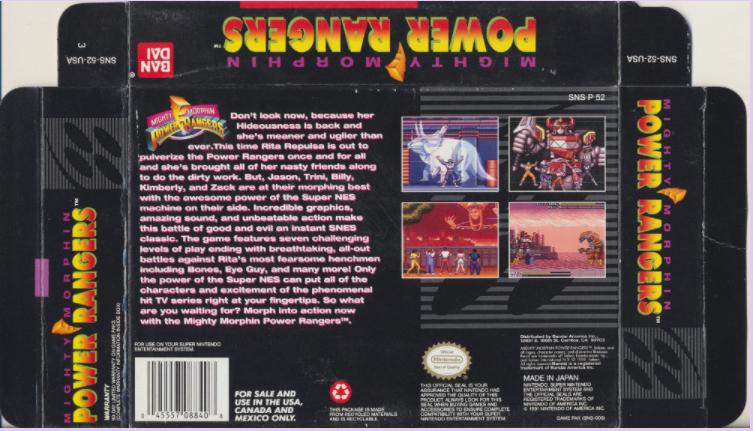 Mighty Morphin Power Rangers - SNES - Used