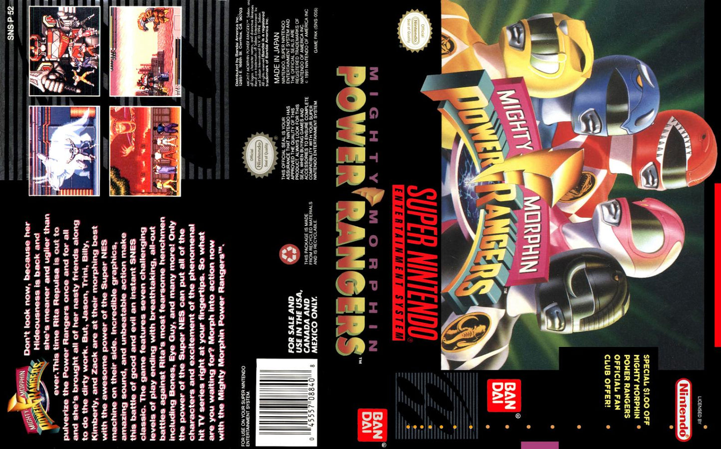 Mighty Morphin Power Rangers - SNES - Used