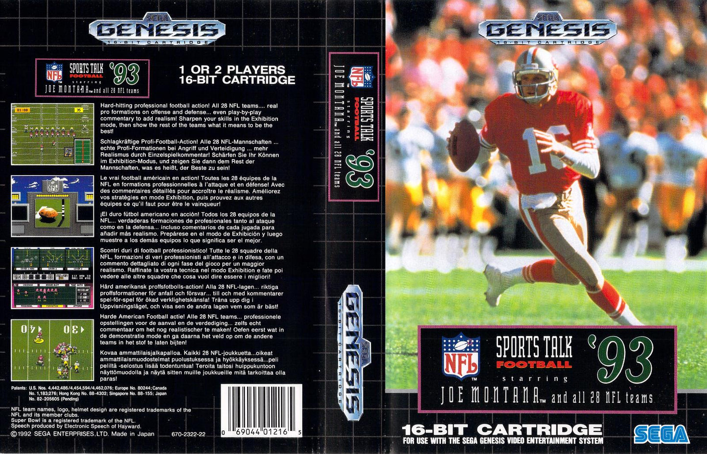 Sports Talk Football '93 Starring Joe Montana - Genesis - Used