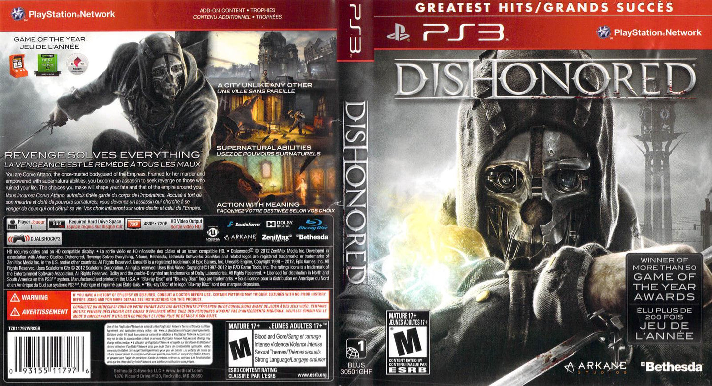 Dishonored - PS3 Game - Used