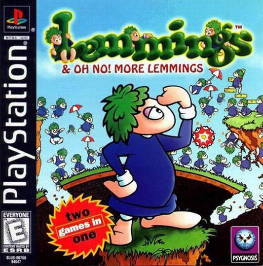 Lemmings and Oh No More Lemmings - PS1 Game - Used