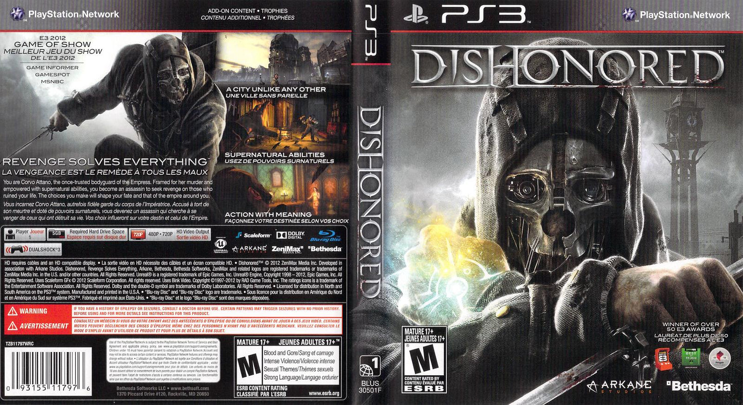 Dishonored - PS3 Game - Used