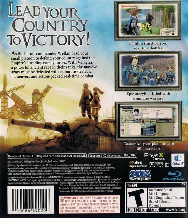 Valkyria Chronicles - PS3 Game - Used
