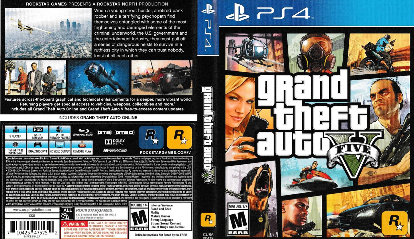 Grand Theft Auto V - PS4 Game - Used